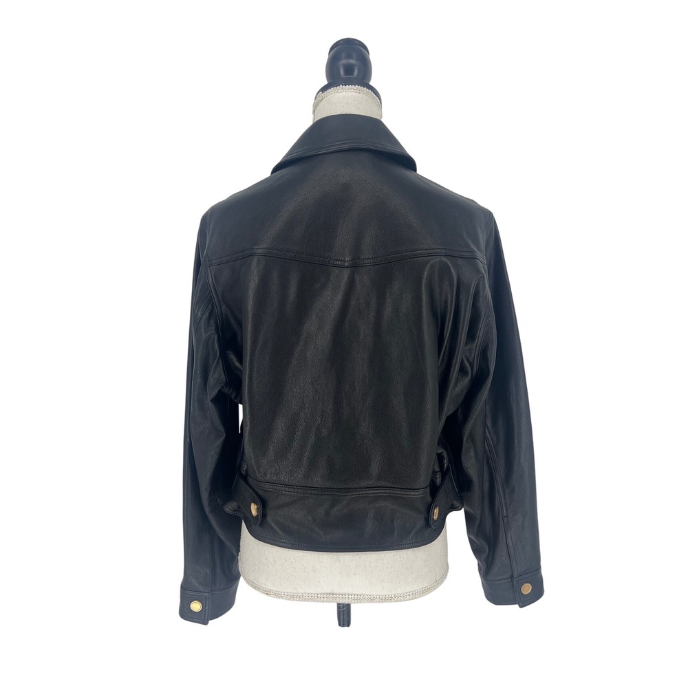 FRAME Leather Heart Jacket Black Cropped Zip Front Leather Jacket XS - Picture 13 of 14